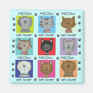 Meow-Katzen-Liebhaber-T-Shirts und Geschenke Magnet