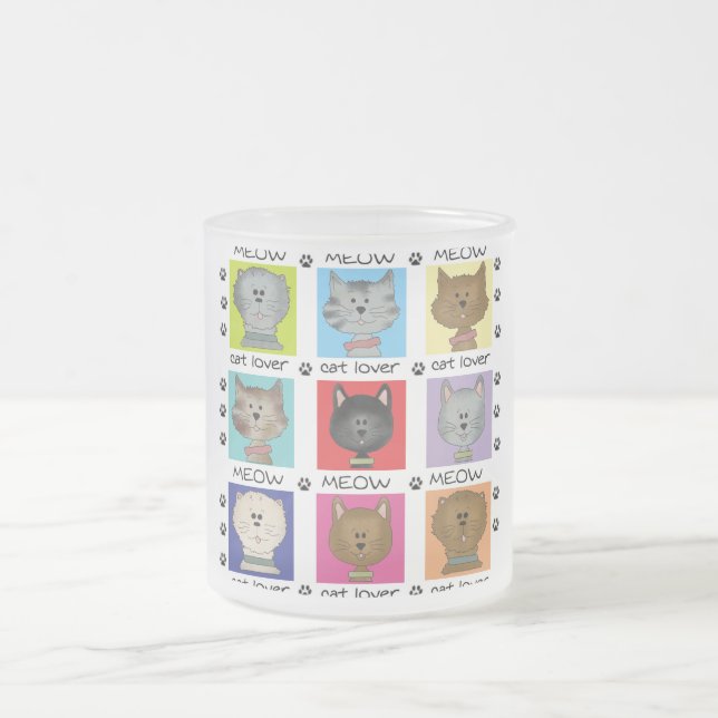 Meow-Katzen-Liebhaber-T-Shirts und Geschenke Mattglastasse (Mittel)