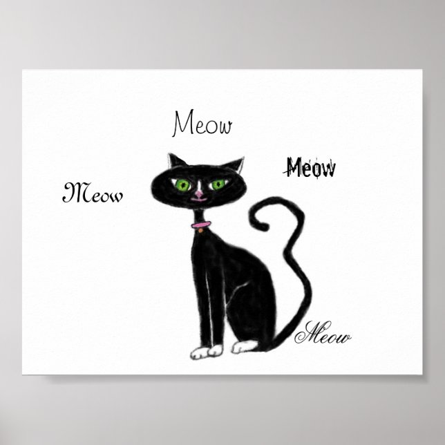 Meow Kitty Retro Poster (Vorne)