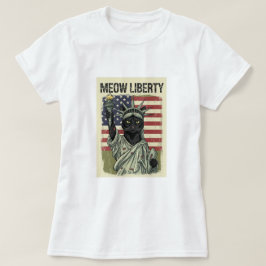 Meow Liberty - Grunge Style Cat Statue of Liberty T-Shirt