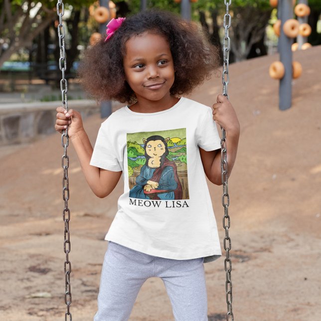 Meow Lisa Funny Cat Art Masterpiece Girl T-Shirt (Von Creator hochgeladen)