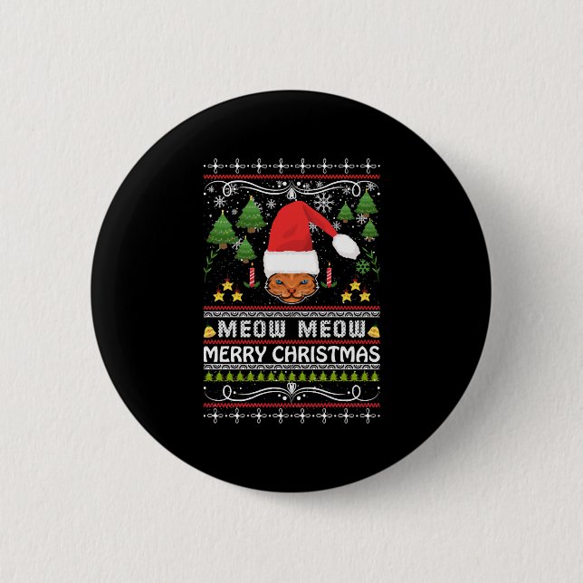 Meow Meow Ugly Christmas Sweater Button (Vorderseite)
