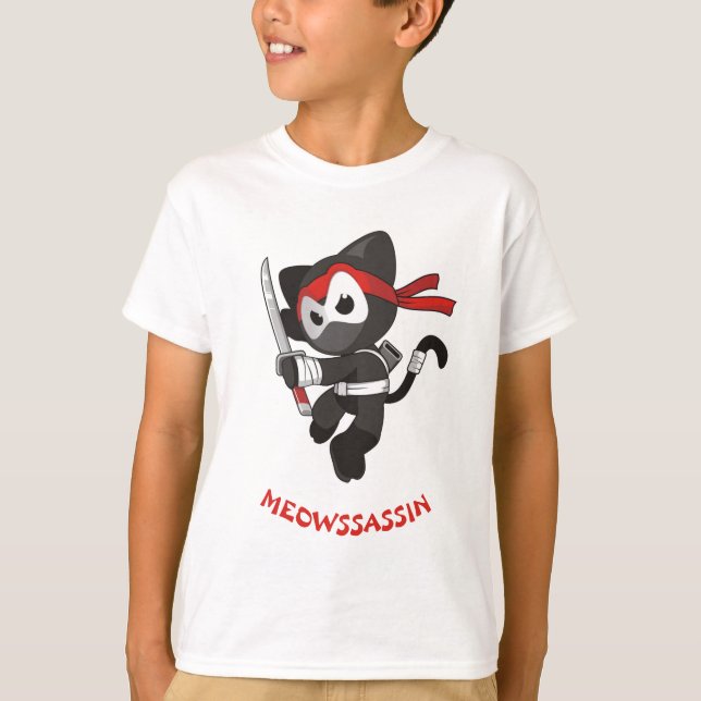 Meow-Meuchelmörder Ninja Katze Meowssassin T-Shirt (Vorderseite)