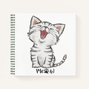 Meow Niedlich Funny Gray Cat Kitten Lächeln Notebo Notizbuch