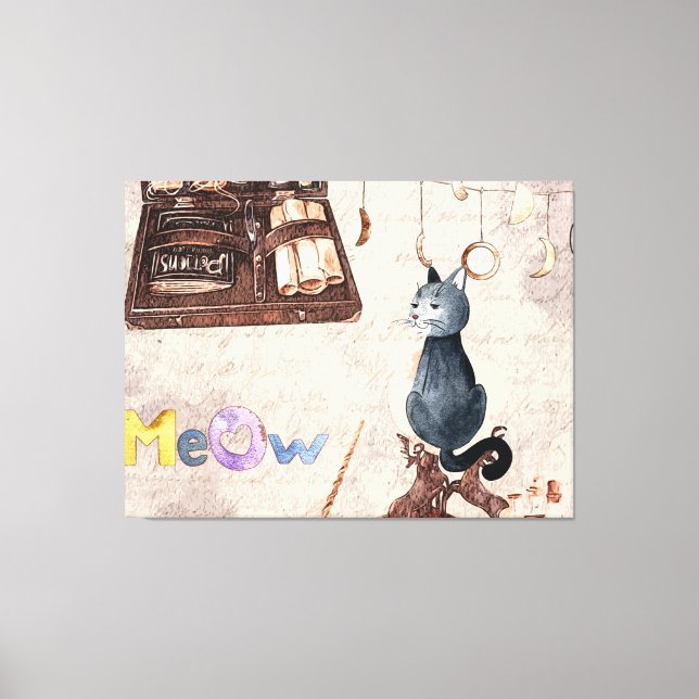 Meow Niedlich Magic School Chat Leinwanddruck (Vorderseite)