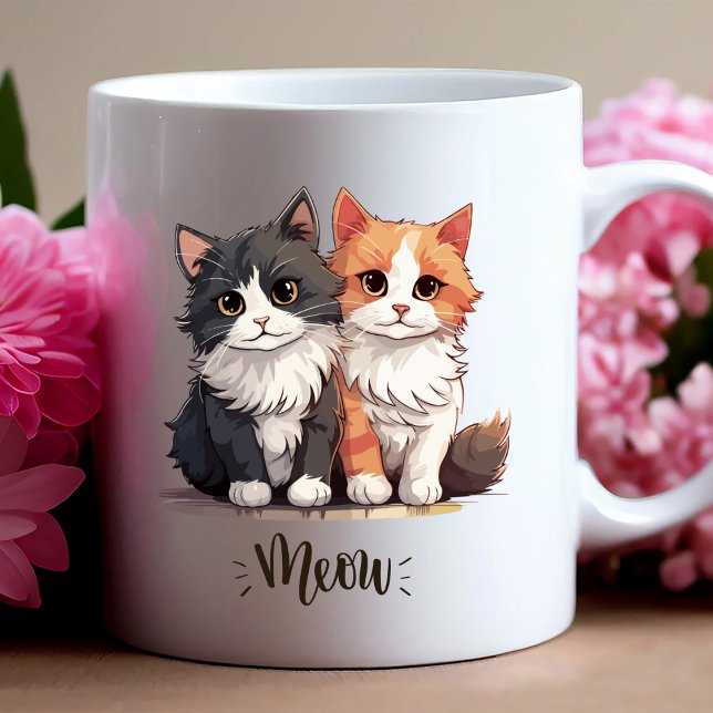 "Meow" Niedliche Cat Duo-Tasse Kaffeetasse (Von Creator hochgeladen)