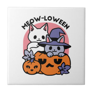 Meow - Niedliches Halloween Cat Design Fliese
