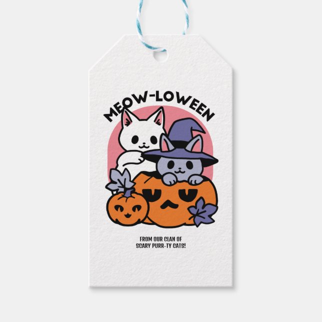 Meow - Niedliches Halloween Cat Design Geschenkanhänger (Vorderseite)