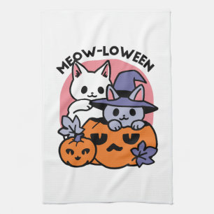 Meow - Niedliches Halloween Cat Design Geschirrtuch
