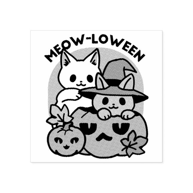 Meow - Niedliches Halloween Cat Design Gummistempel (Prägung)