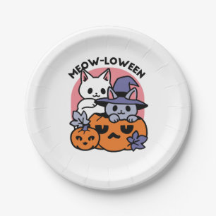Meow - Niedliches Halloween Cat Design Pappteller