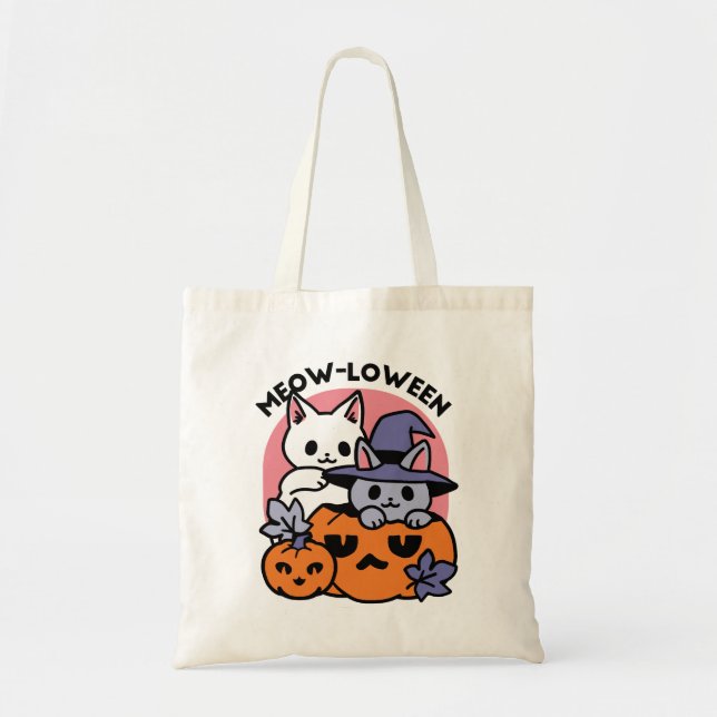 Meow - Niedliches Halloween Cat Design Tragetasche (Vorne)