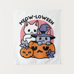 Meow - Niedliches Halloween Cat Design Wandteppich