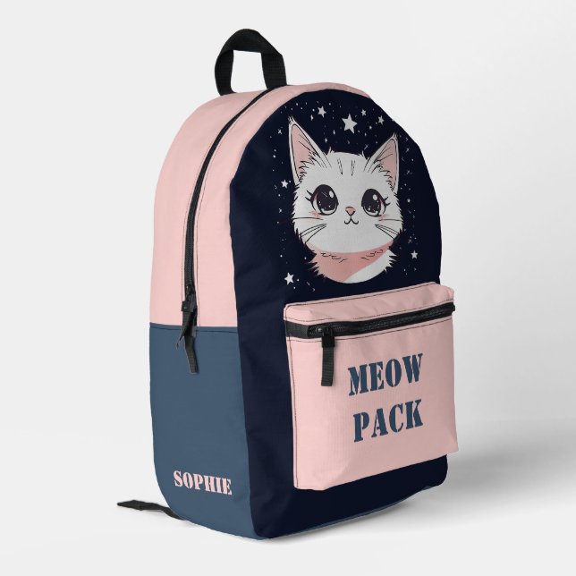 Meow Pack mit Niedlichem Cat-Backpack Bedruckter Rucksack (Rückseitige Ecke links)