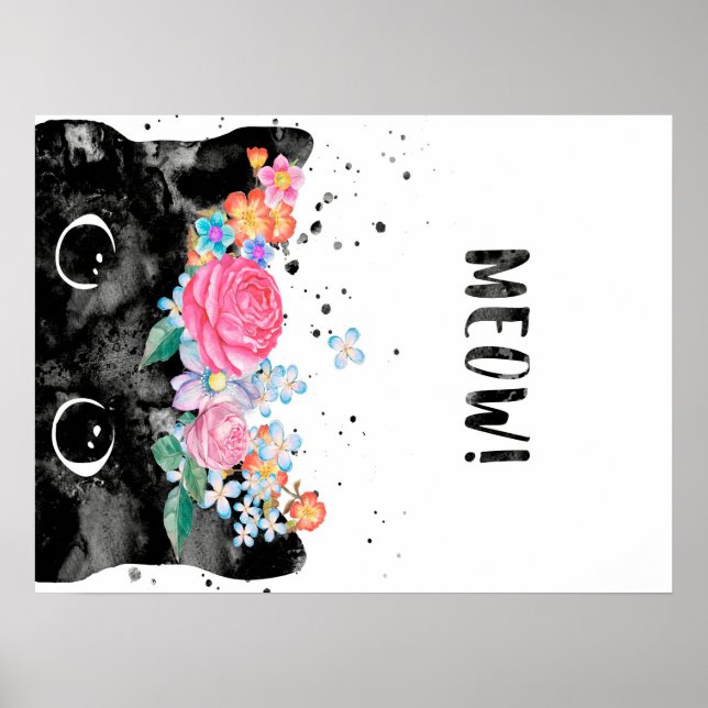 Meow Peeking Cat, Kitten Cat Lover Geschenkidee Poster (Vorne)