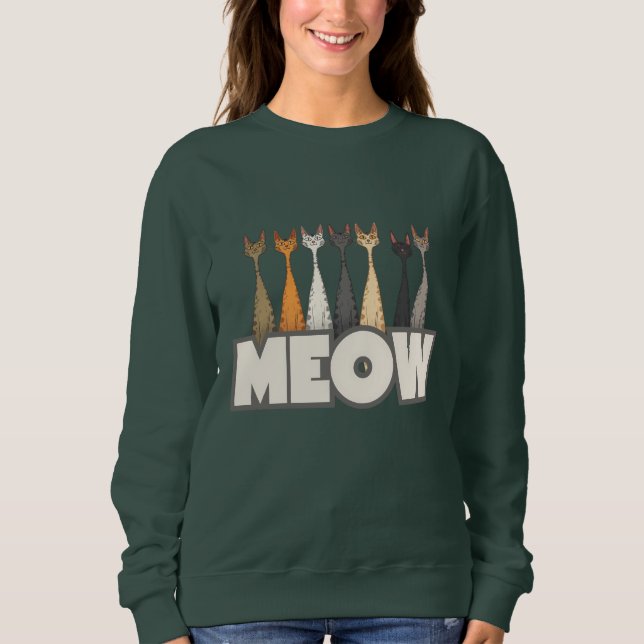 Meow Peeking Cats - Funny Cat Lover Humor Graphic Sweatshirt (Vorderseite)