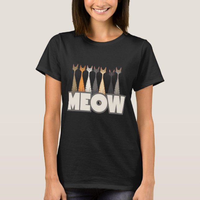 Meow Peeking Cats - Funny Cat Lover Humor Graphic T-Shirt (Vorderseite)