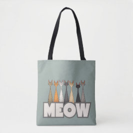 Meow Peeking Cats Funny Sage Green Cat Lover Print