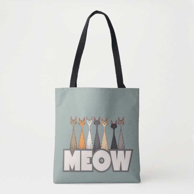 Meow Peeking Cats Funny Sage Green Cat Lover Print (Vorderseite)