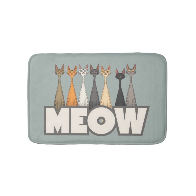 Meow Peeking Cats Funny Sage Green Cat Lover Print Badematte (Vorderseite)