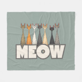 Meow Peeking Cats Funny Sage Green Cat Lover Print Fleecedecke