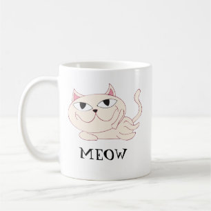 MEOW: Pink Cat Chillin' Coffee Tasse