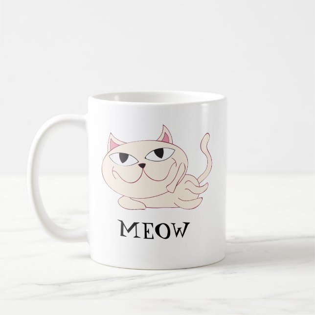 MEOW: Pink Cat Chillin' Coffee Tasse (Links)
