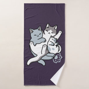 Meow Pounce Snuggle - Niedliche schlafende Katzen Badehandtuch