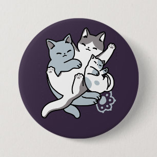 Meow Pounce Snuggle - Niedliche schlafende Katzen Button