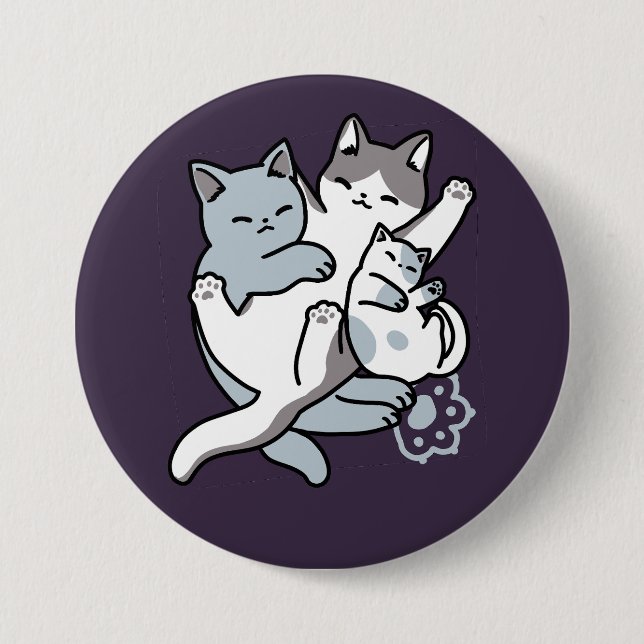 Meow Pounce Snuggle - Niedliche schlafende Katzen Button (Vorderseite)
