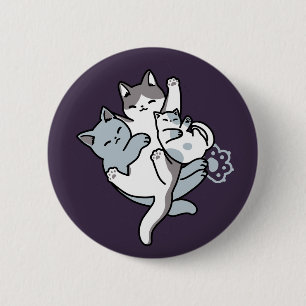 Meow Pounce Snuggle - Niedliche schlafende Katzen Button
