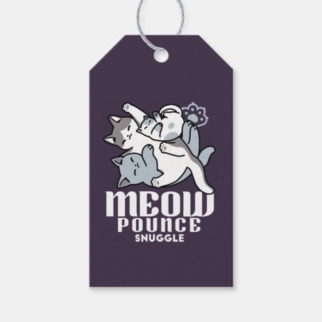 Meow Pounce Snuggle - Niedliche schlafende Katzen Geschenkanhänger (Vorderseite)