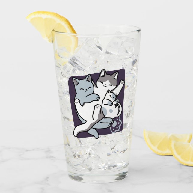 Meow Pounce Snuggle - Niedliche schlafende Katzen Glas (Vorderseite Ice)