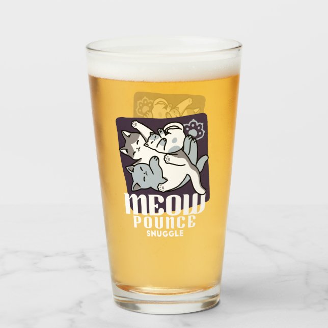 Meow Pounce Snuggle - Niedliche schlafende Katzen Glas (Vorne (Gefüllt))