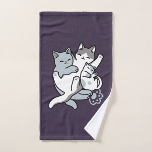 Meow Pounce Snuggle - Niedliche schlafende Katzen Handtuch