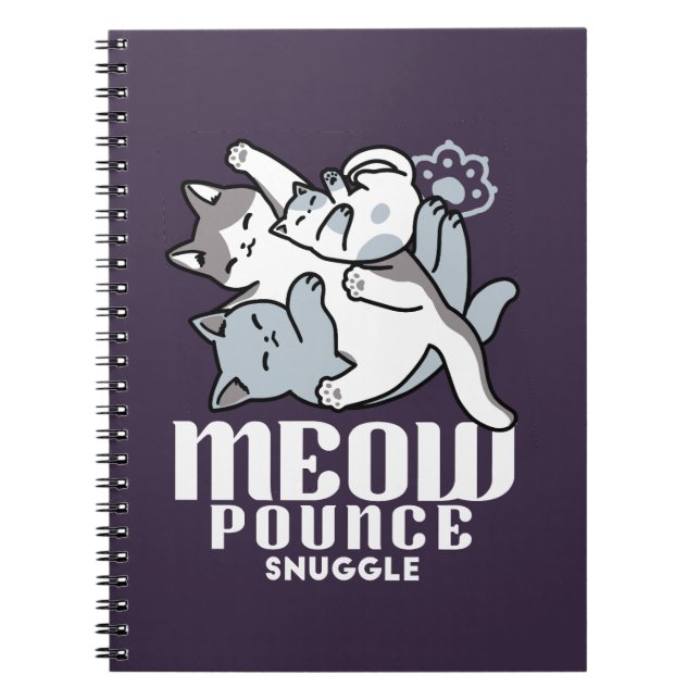 Meow Pounce Snuggle - Niedliche schlafende Katzen Notizblock (Vorderseite)