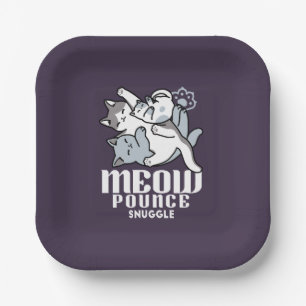 Meow Pounce Snuggle - Niedliche schlafende Katzen Pappteller