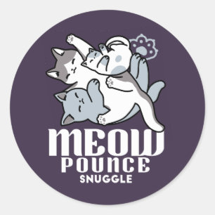 Meow Pounce Snuggle - Niedliche schlafende Katzen Runder Aufkleber