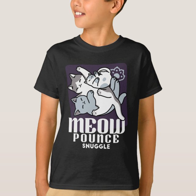 Meow Pounce Snuggle - Niedliche schlafende Katzen T-Shirt (Vorderseite)