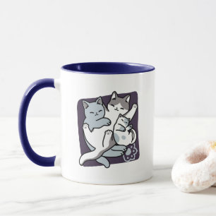 Meow Pounce Snuggle - Niedliche schlafende Katzen Tasse