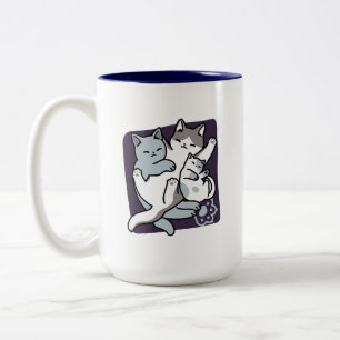 Meow Pounce Snuggle - Niedliche schlafende Katzen Zweifarbige Tasse