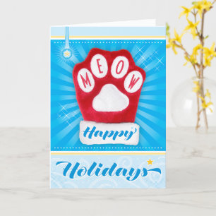 MEOW Red Paw Katze Weihnachten Mitten glückliche T Karte