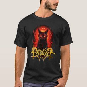 Meow Satanic Cat Black Metal Design T-Shirt