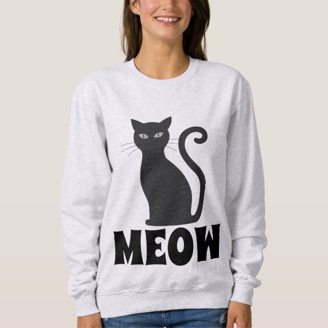 MEOW SCHWARZE CAT-T - SHIRT (Vorderseite)