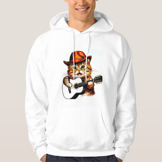Meow-sic Star: Funny Singing Cat Hooded Sweatshirt (Vorderseite)