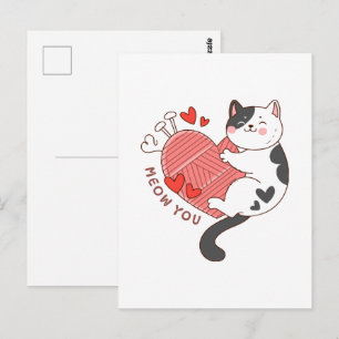Meow Sie Niedlich Cat Valentinstag Postkarte