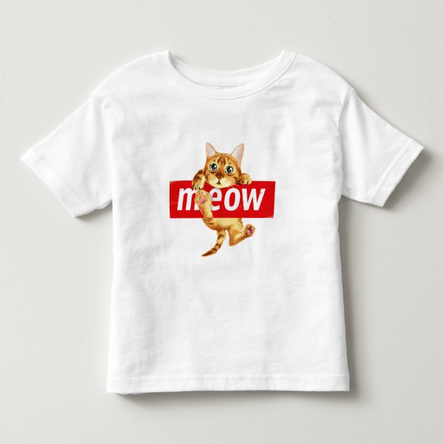Meow Sign Kitty Design Kleinkind T-shirt (Vorderseite)