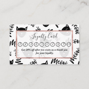 Meow Simple Modern Schwarz-weiß Cats Typografie Treuekarte