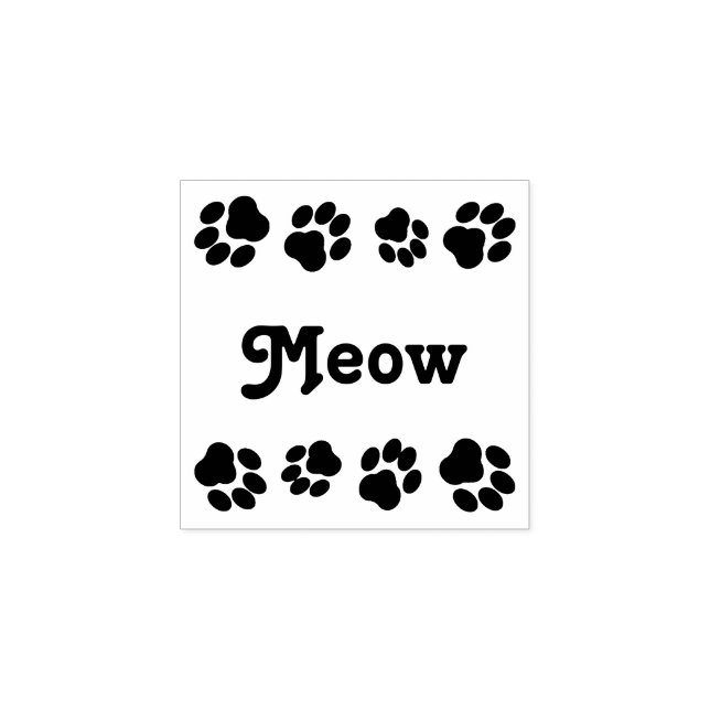 "Meow" Square Briefmarke aus Kautschuk mit Paw Pri Gummistempel (Prägung)