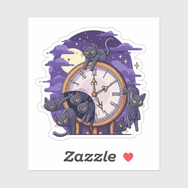 Meow-tastic Mitternacht - Halloween Cat Übernahme Aufkleber (Blatt)